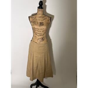 Maeve by anthropologie long zipper back tan skirt with pockets size us 6